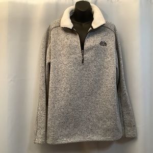 Northern Trek Pullover Men’s Large 3/4 Zip Tweed Fleece Black/Grey Unisex